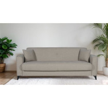 Canapé convertible 3 places - BERGAMO - Tissu beige - 2 coussins - co