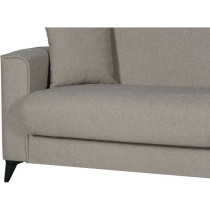 Canapé convertible 3 places - BERGAMO - Tissu beige - 2 coussins - co