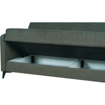 Canapé convertible - 3 places - ENZO - Tissu vert foncé - 2 coussins