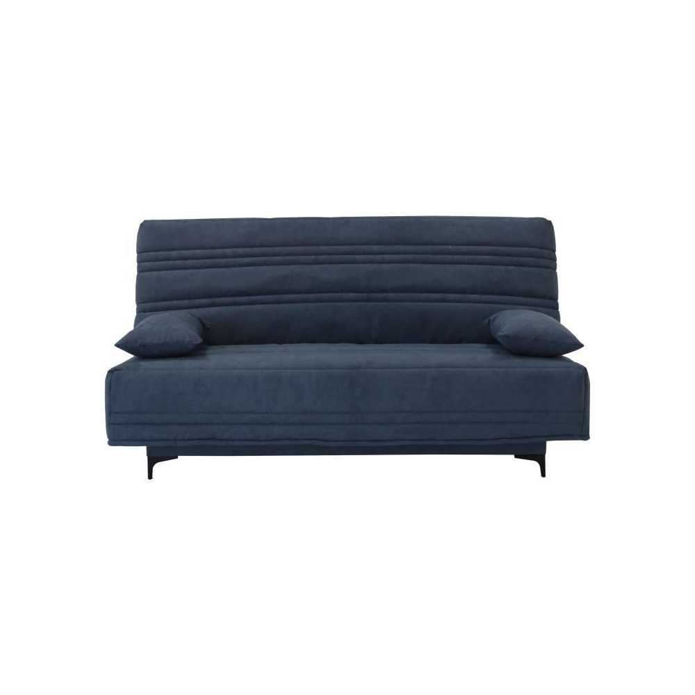 Banquette clic clac 3 places - Tissu bleu - L199 x P96 x 103 cm - KRIS Banquette clic clac 3 places - Tissu bleu - L199 x P96 x 103 cm - KRIS