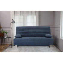 Banquette clic clac 3 places - Tissu bleu - L199 x P96 x 103 cm - KRIS