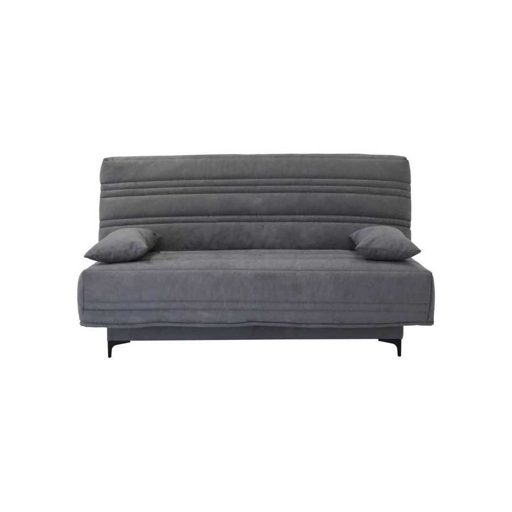 Banquette clic clac 3 places - Tissu gris moyen - L199 x P96 x H103 cm Banquette clic clac 3 places - Tissu gris moyen - L199 x P96 x H103 cm