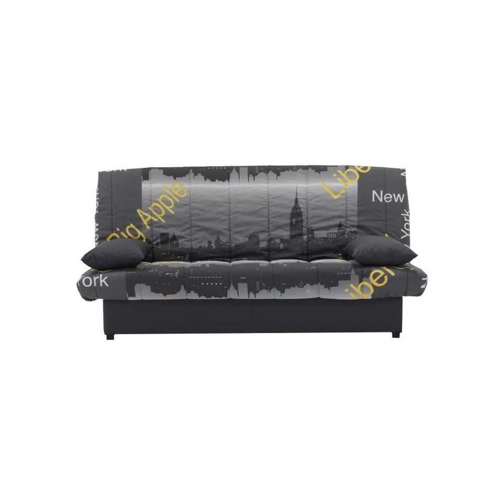 Banquette clic clac 3 places - Motif New York jaune - Style Contempora Banquette clic clac 3 places - Motif New York jaune - Style Contempora