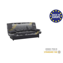 Banquette clic clac 3 places - Motif New York jaune - Style Contempora