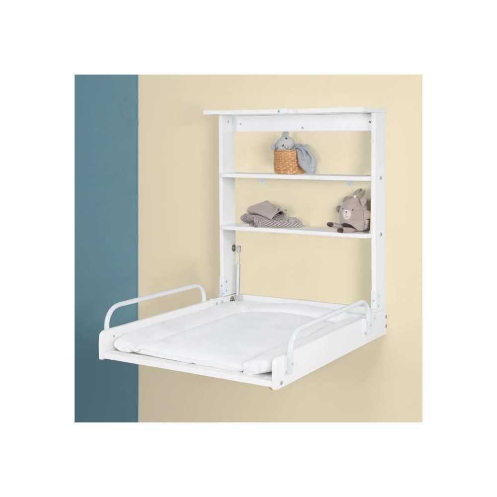 Table a langer murale rabattable - ROBA - Matelas imperméable inclus