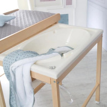 Table a langer avec baignoire coulissante - ROBA - Inclus matelas dep