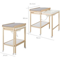 Table a langer avec baignoire coulissante - ROBA - Inclus matelas dep
