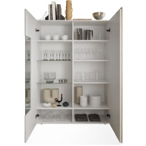 Vitrine - VENEZIA - 2 portes - Blanc laqué / Chene Cadiz - 121 x 44 x