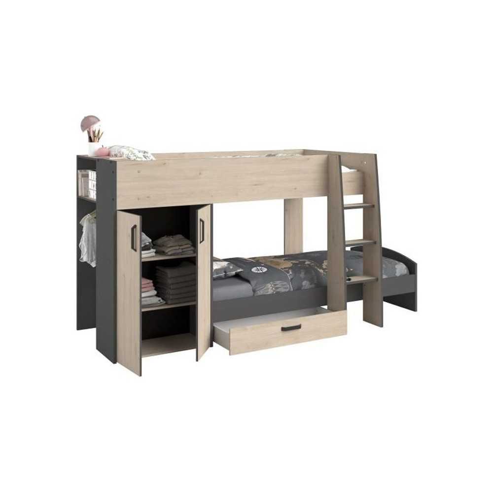 Lits superposés enfant avec rangements - PARISOT - Décor Chene Jacks Lits superposés enfant avec rangements - PARISOT - Décor Chene Jacks