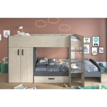 Lits superposés enfant avec rangements - PARISOT - Décor Chene Jacks