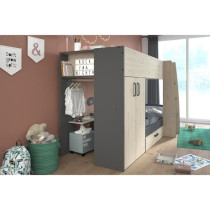 Lits superposés enfant avec rangements - PARISOT - Décor Chene Jacks