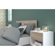 Ensemble Lit 140 x 190 cm + 2 chevets - AALBORG - Scandinave - Blanc /