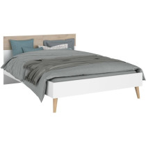 Ensemble Lit 140 x 190 cm + 2 chevets - AALBORG - Scandinave - Blanc /