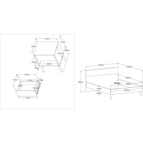 Ensemble Lit 140 x 190 cm + 2 chevets - AALBORG - Scandinave - Blanc /