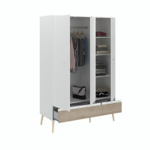Chambre complete - AALBORG - Scandinave - Blanc / Chene - Lit 140 x 19