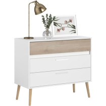 Chambre complete - AALBORG - Scandinave - Blanc / Chene - Lit 160 x 20