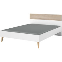 Lit adulte - AALBORG - 140 x 190 cm - Blanc / Chene - PARISOT