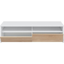 Meuble TV - KIOTO - Blanc Artik / Chene Canadien - 2 portes - 2 niches