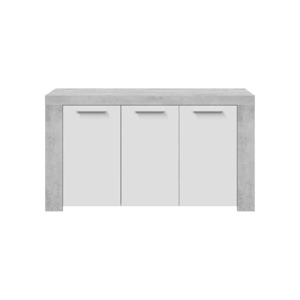 Buffet - AMBIT - Effet béton satiné / Blanc Artik - 3 portes Buffet - AMBIT - Effet béton satiné / Blanc Artik - 3 portes