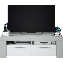 AMBIT Meuble TV 2 portes - Style contemporain - Gris et blanc - L 120