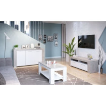 AMBIT Meuble TV 2 portes - Style contemporain - Gris et blanc - L 120
