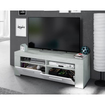 AMBIT Meuble TV 2 portes - Style contemporain - Gris et blanc - L 120