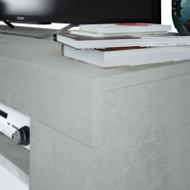 AMBIT Meuble TV 2 portes - Style contemporain - Gris et blanc - L 120