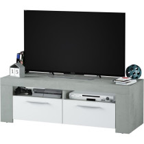AMBIT Meuble TV 2 portes - Style contemporain - Gris et blanc - L 120