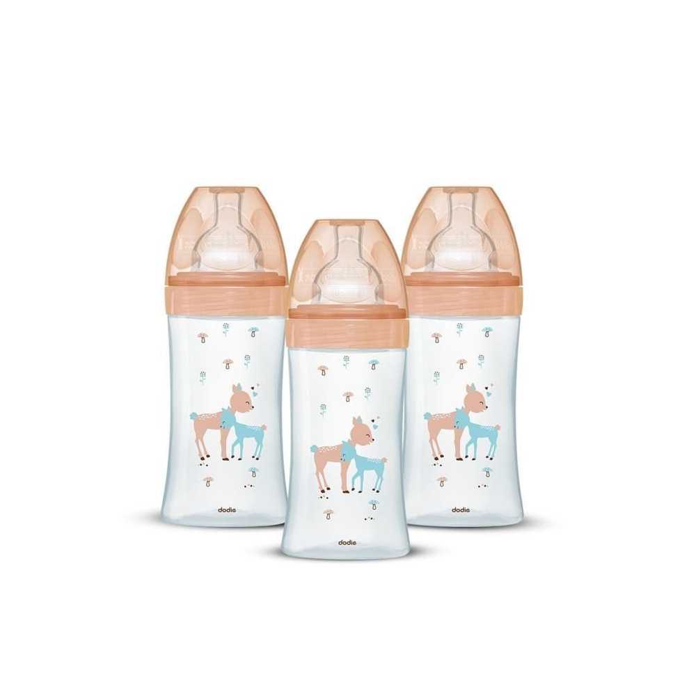 Lot de 3 Biberons DODIE Anti-Colique Sensation+ - Verre - 270ml - 0-6 Lot de 3 Biberons DODIE Anti-Colique Sensation+ - Verre - 270ml - 0-6