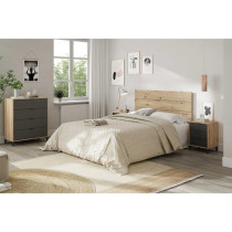 Commode 4 tiroirs décor chene noueux et gris anthracite - L77,5 cm