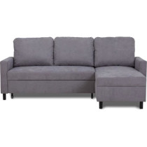 Canapé d'angle convertible - 4 places - AYA - Tissu soro Gris - Coffr