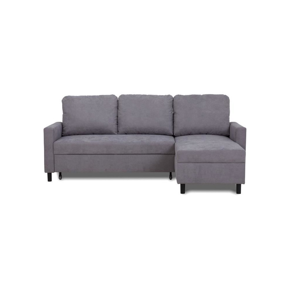 Canapé d'angle convertible - 4 places - AYA - Tissu soro Gris - Coffr