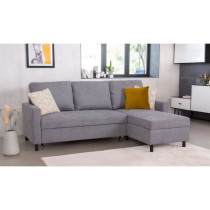Canapé d'angle convertible - 4 places - AYA - Tissu soro Gris - Coffr