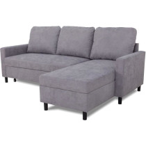 Canapé d'angle convertible - 4 places - AYA - Tissu soro Gris - Coffr