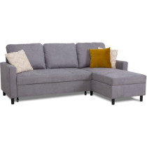 Canapé d'angle convertible - 4 places - AYA - Tissu soro Gris - Coffr
