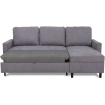 Canapé d'angle convertible - 4 places - AYA - Tissu soro Gris - Coffr