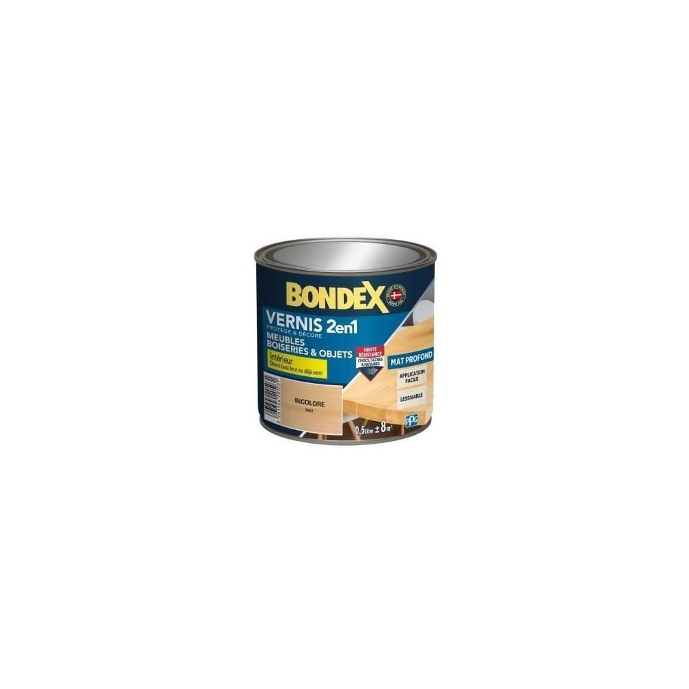BONDEX Vernis 2 en 1 Mat Haute Résistance - Incolore BONDEX Vernis 2 en 1 Mat Haute Résistance - Incolore