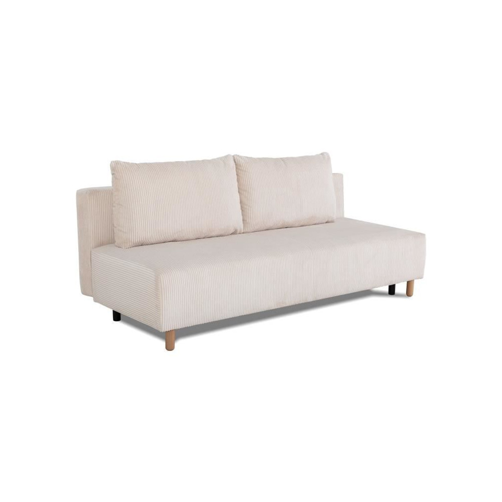 Canapé droit convertible 3 places GINO - Tissu Lincoln pearl - Avec c Canapé droit convertible 3 places GINO - Tissu Lincoln pearl - Avec c