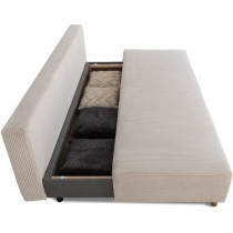 Canapé droit convertible 3 places GINO - Tissu Lincoln pearl - Avec c