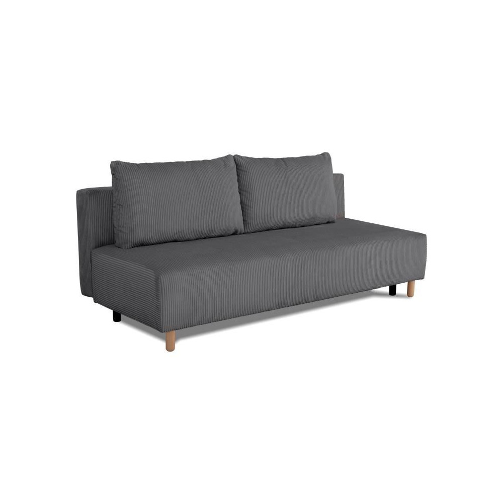Canapé droit convertible 3 places GINO - Tissu Lincoln anthracite - A Canapé droit convertible 3 places GINO - Tissu Lincoln anthracite - A