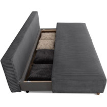 Canapé droit convertible 3 places GINO - Tissu Lincoln anthracite - A