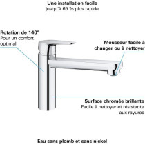 GROHE Robinet évier de cuisine Start curve, mousseur économique d'ea