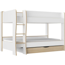 Lits superposés - Tiroir - ROOMY - Blanc / Chene naturel - GAMI