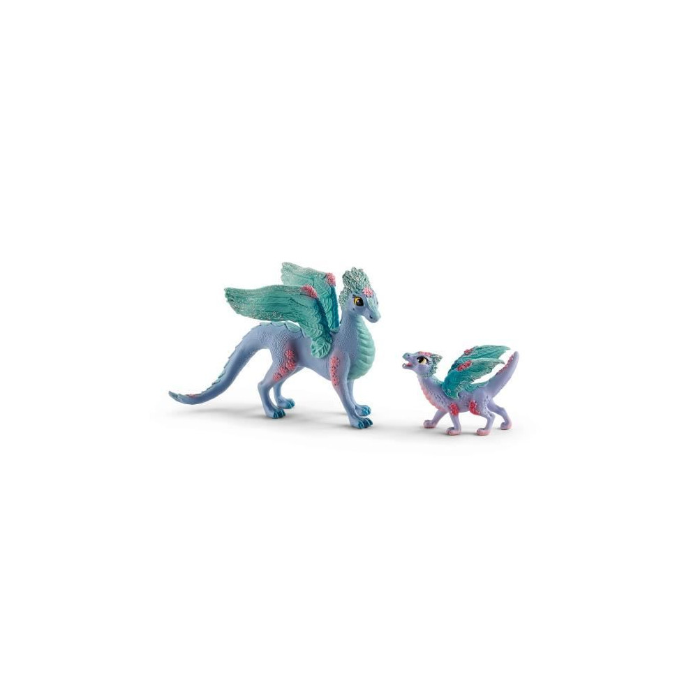 Figurines Dragon Fleuri avec son petit, Coffret Schleich 70592 Bayala,