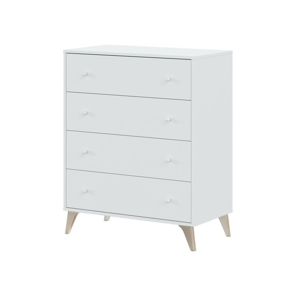 Commode - Sweet - 4 tiroirs - Blanc - 95 x 77.5 x 40 cm Commode - Sweet - 4 tiroirs - Blanc - 95 x 77.5 x 40 cm