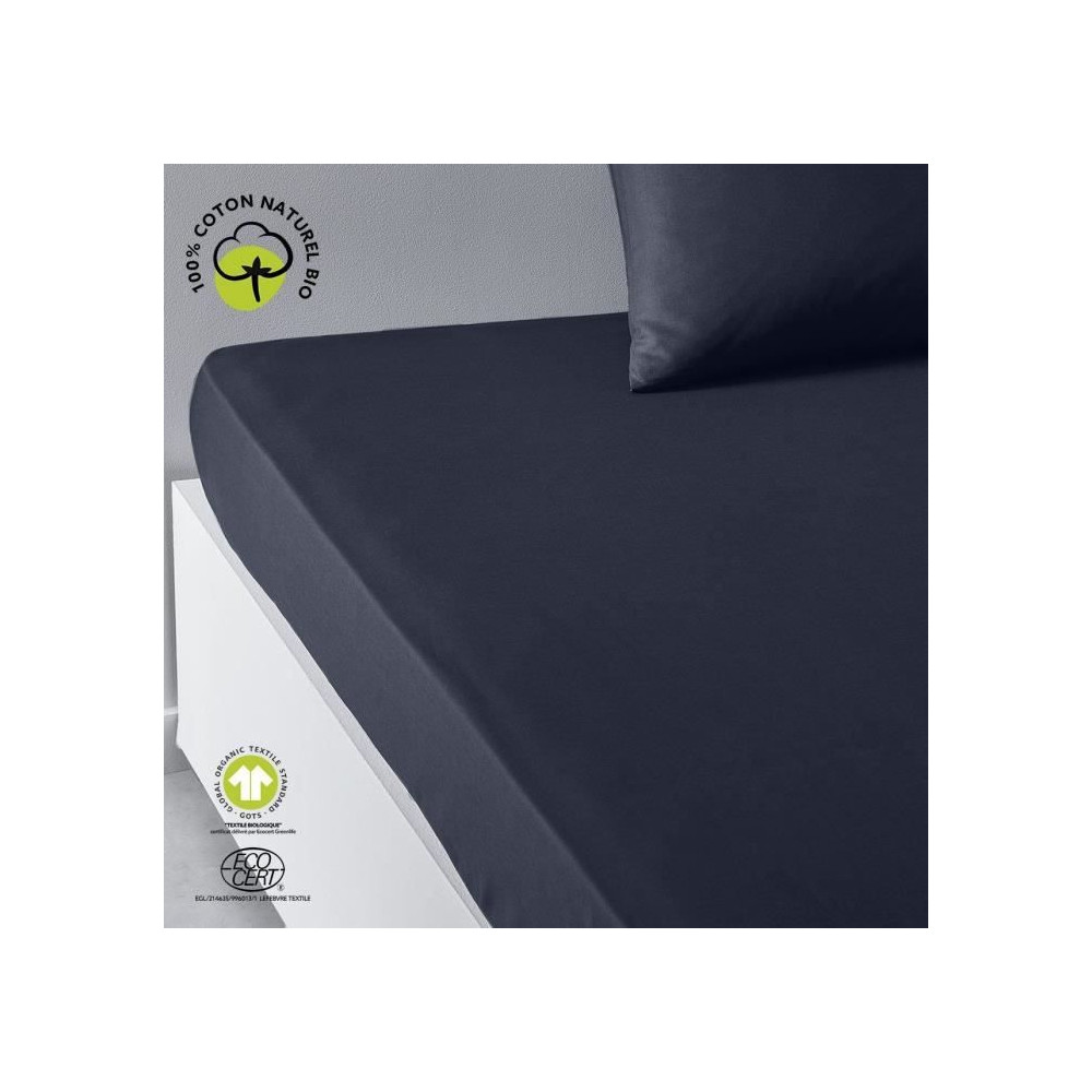 Drap housse - TODAY - 160 x 200 cm + 30 cm - Coton - Organic Navy Drap housse - TODAY - 160 x 200 cm + 30 cm - Coton - Organic Navy