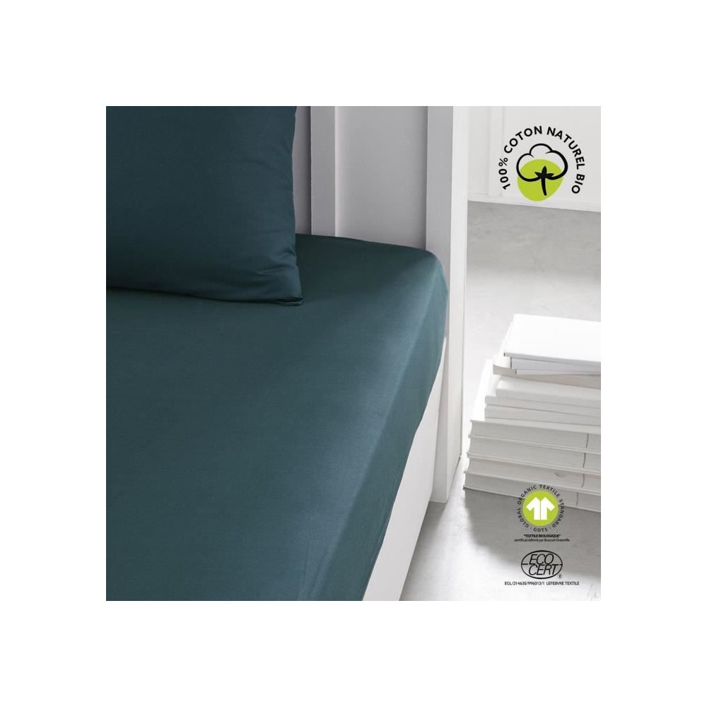 Drap housse - TODAY - 180 x 200 cm + 30 cm - Coton - Organic Paon Drap housse - TODAY - 180 x 200 cm + 30 cm - Coton - Organic Paon