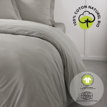 Parure de lit - TODAY - 240 x 260 cm - 100% Coton Bio - Dune - Lavable