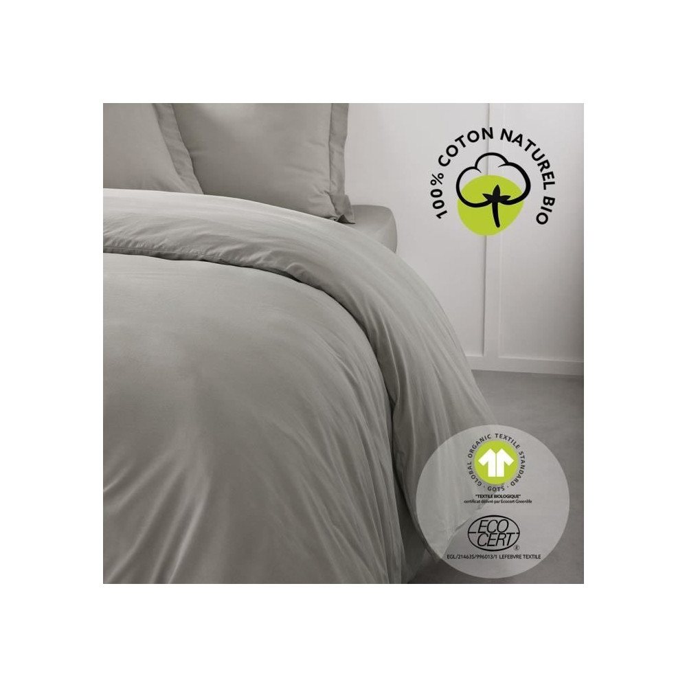 Parure de lit - TODAY - 240 x 260 cm - 100% Coton Bio - Dune - Lavable Parure de lit - TODAY - 240 x 260 cm - 100% Coton Bio - Dune - Lavable