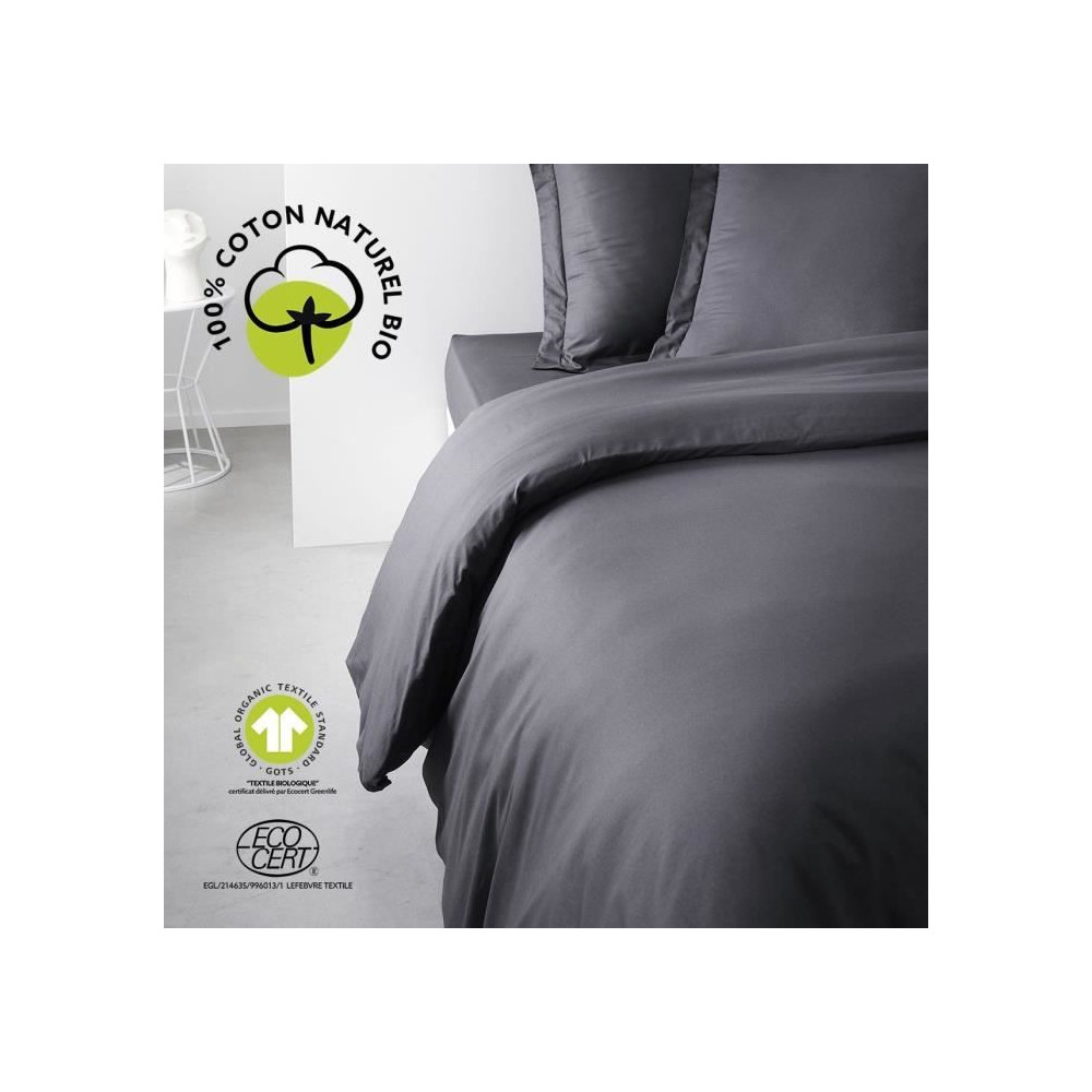 Parure de lit - TODAY - 240 x 260 cm - Coton 100% - Organic Fusain - B Parure de lit - TODAY - 240 x 260 cm - Coton 100% - Organic Fusain - B
